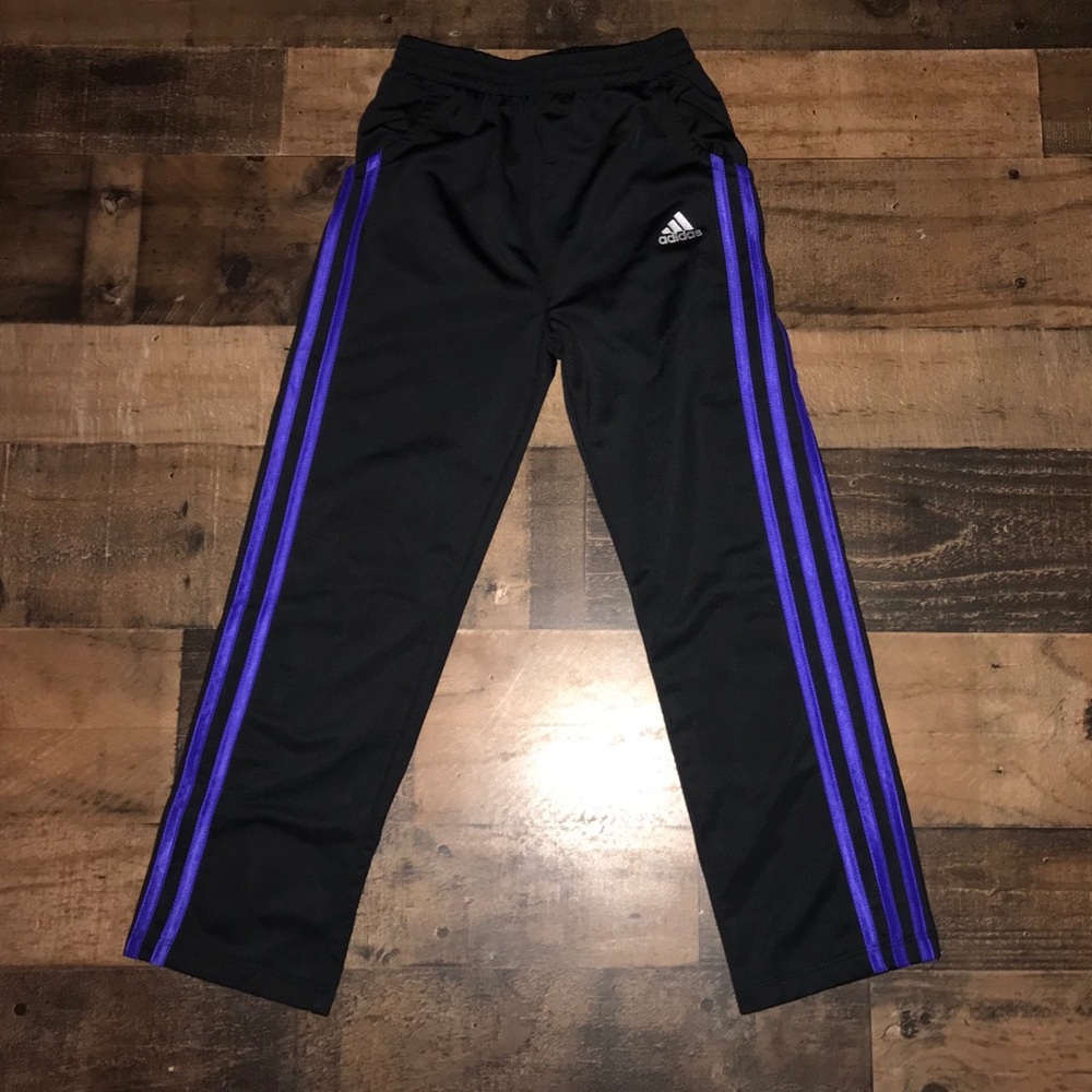 Adidas girls 6X black purple track pants